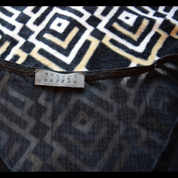 BRUUNS BAZAAR sheer black beaded blouse S/M - Picture 3 of 7